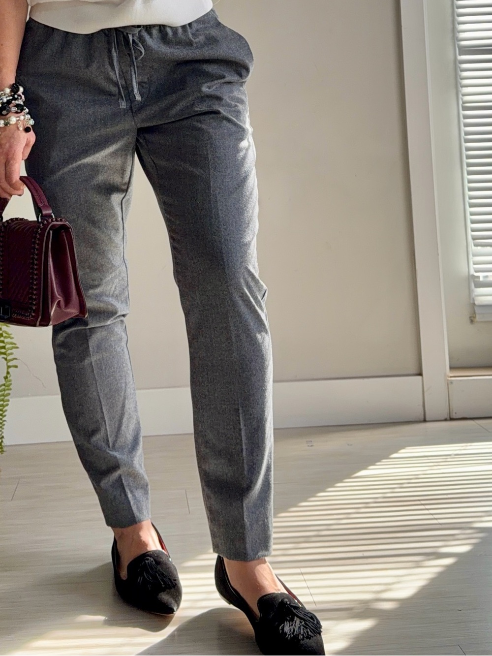 Banana Republic Wool Grey Drawstring Trousers- Size S- *NWOT*